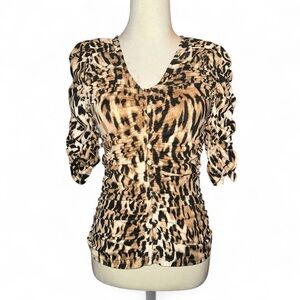 Sunday in Brooklyn Leopard Print Ruched  Top Size XS
